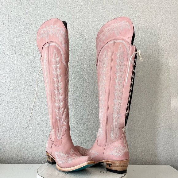 Lane LEXINGTON Over the Knee Womens Cowboy Boots 6.5 Pink Western Cowgirl Tall - Picture 1 of 16